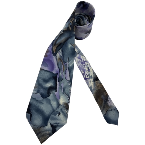 🆕CARNAVAL DE VENISE Gray/Purple Art Silk LUXURY Tie HANDMADE ITALY - Picture 1 of 5